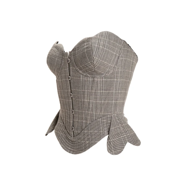 Maria Lucia Hohan Fabrizia Corset in Grey Moonbeam Check | Sleeveless | Luxury Shoes 