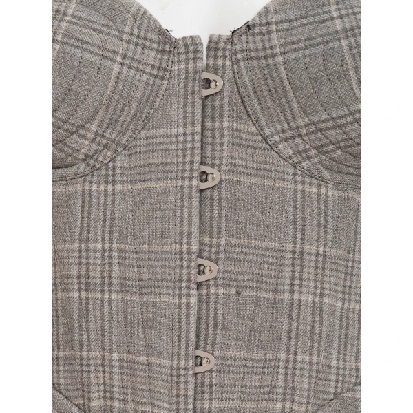 Maria Lucia Hohan Fabrizia Corset in Grey Moonbeam Check | Sleeveless | Luxury Shoes 