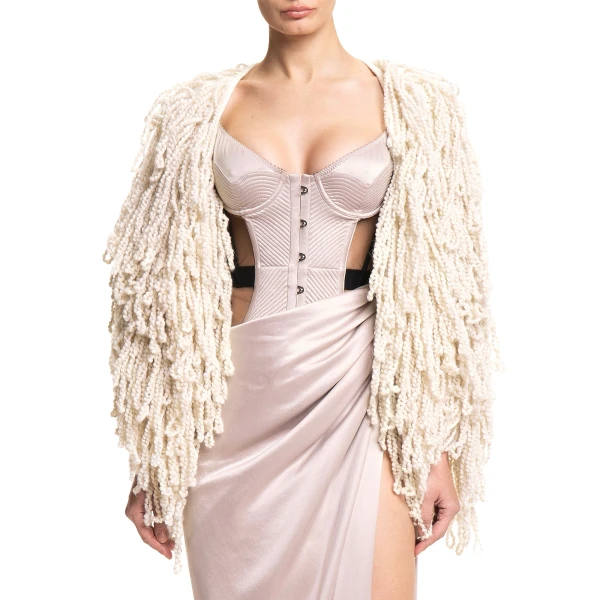 Maria Lucia Hohan Fussili Cape in Ivory | Scarves | Luxury Shoes 