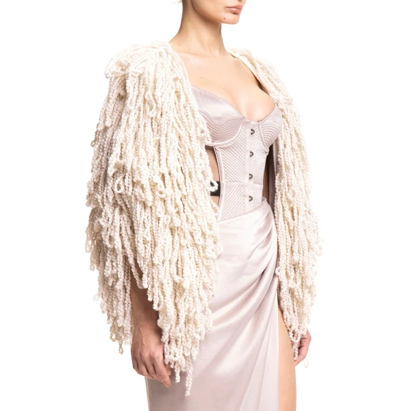 Maria Lucia Hohan Fussili Cape in Ivory | Scarves | Luxury Shoes 