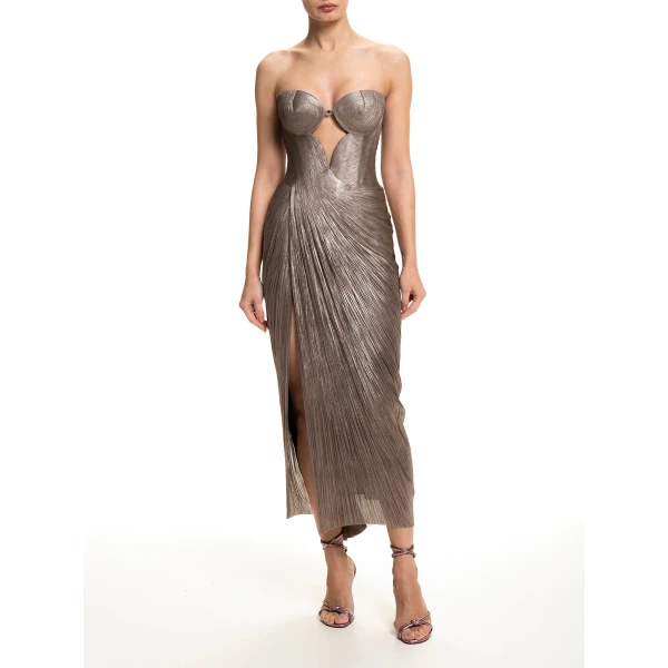 Maria Lucia Hohan Huda Gown in Woodsmoke | Evening Gowns | Luxury Shoes 