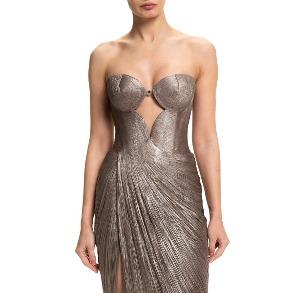 Maria Lucia Hohan Huda Gown in Woodsmoke | Evening Gowns | Luxury Shoes 