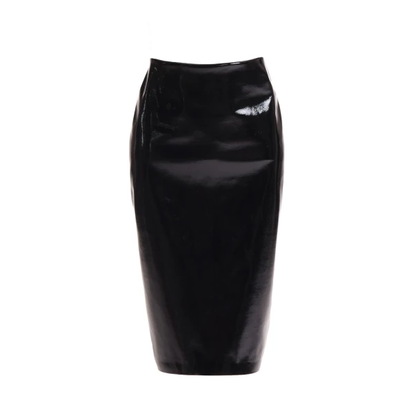 Ivey Latex Pencil Skirt in Black