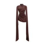 Maria Lucia Hohan Jamila Mini Dress in Bitter Chocolate | Mini Dresses | Luxury Shoes 