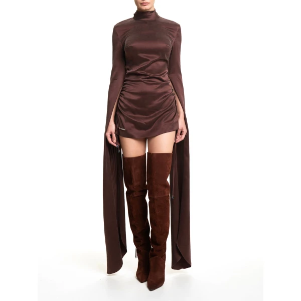 Maria Lucia Hohan Jamila Mini Dress in Bitter Chocolate | Mini Dresses | Luxury Shoes 