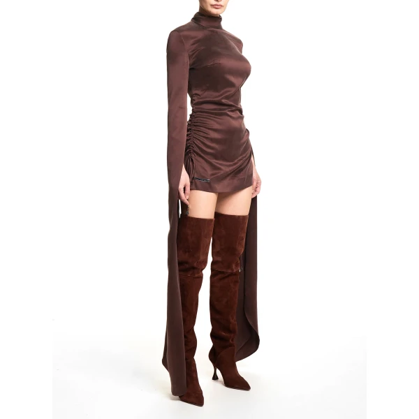 Maria Lucia Hohan Jamila Mini Dress in Bitter Chocolate | Mini Dresses | Luxury Shoes 