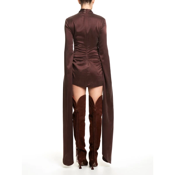 Maria Lucia Hohan Jamila Mini Dress in Bitter Chocolate | Mini Dresses | Luxury Shoes 