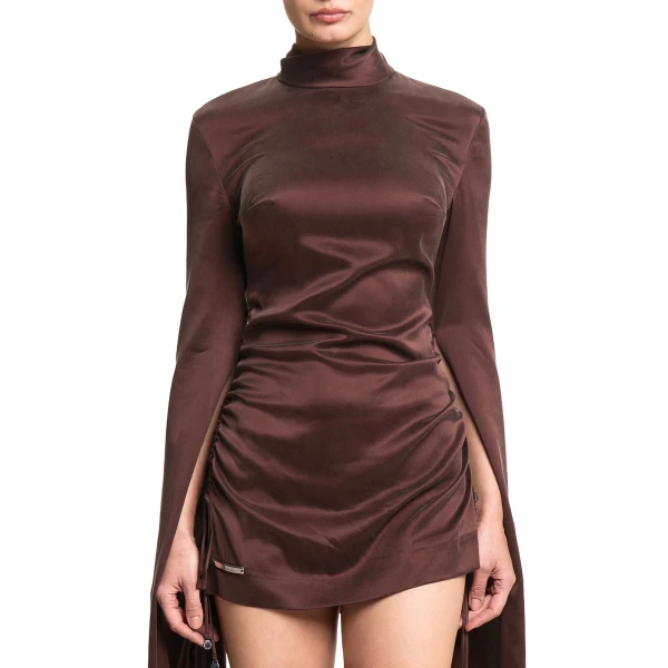 Maria Lucia Hohan Jamila Mini Dress in Bitter Chocolate | Mini Dresses | Luxury Shoes 