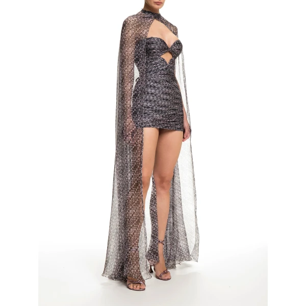 Maria Lucia Hohan Klara Cape in Pink Houndstooth | Scarves | Luxury Shoes 