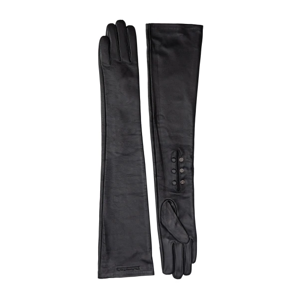 Leandra Long Leather Gloves in Black