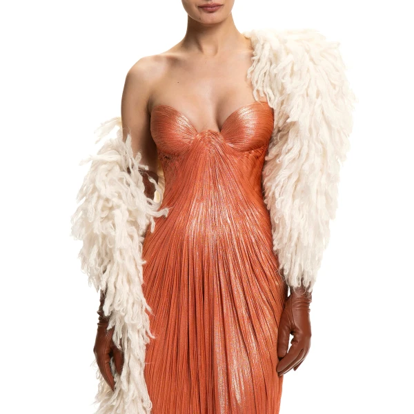 Maria Lucia Hohan Leandra Long Leather Gloves in Fizz | Gloves | Luxury Shoes 