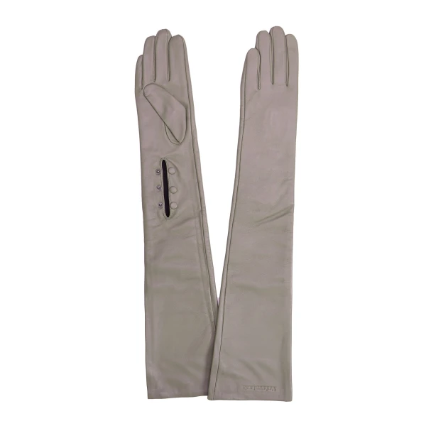 Maria Lucia Hohan Leandra Long Leather Gloves in Taupe | Gloves | Luxury Shoes 