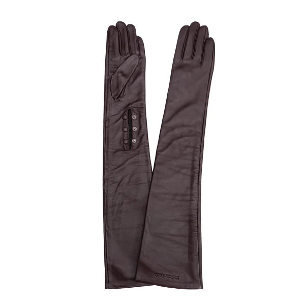 Maria Lucia Hohan Leandra Long Leather Gloves in Truffle | Gloves | Luxury Shoes 
