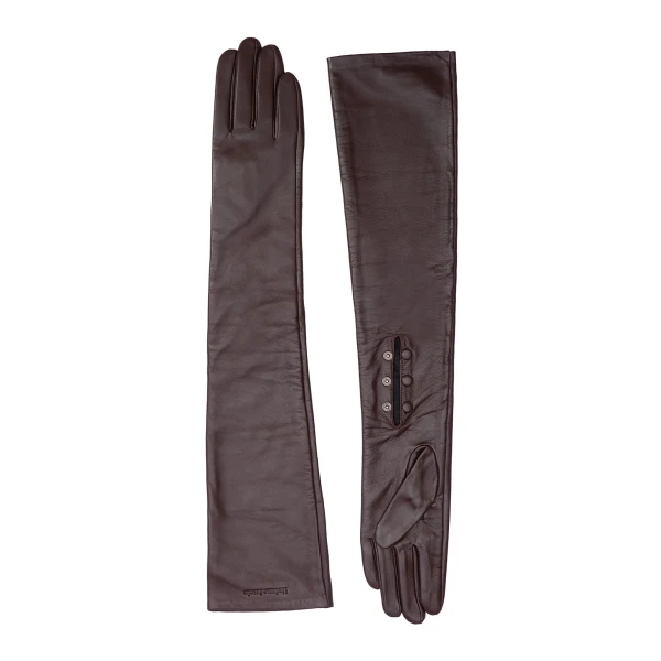 Maria Lucia Hohan Leandra Long Leather Gloves in Truffle | Gloves | Luxury Shoes 