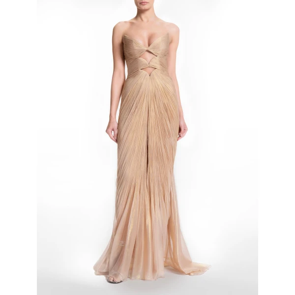 Maria Lucia Hohan Mischa Gown in Champagne | Evening Gowns | Luxury Shoes 