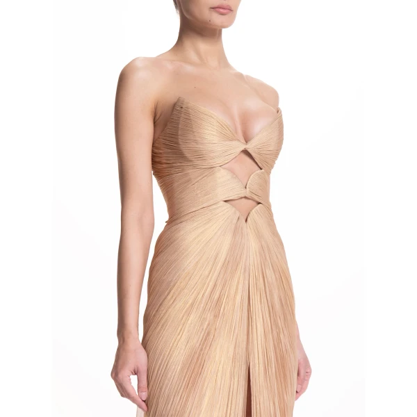 Maria Lucia Hohan Mischa Gown in Champagne | Evening Gowns | Luxury Shoes 