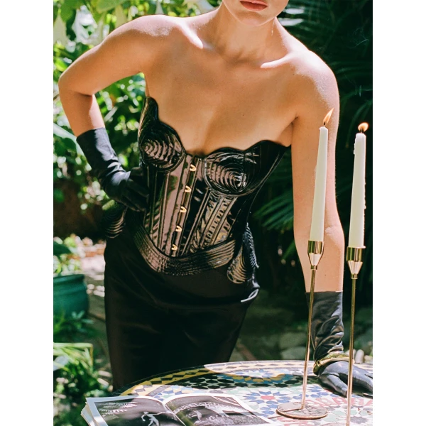 Maria Lucia Hohan Rosalinda Corset in Licorice | Sleeveless | Luxury Shoes 