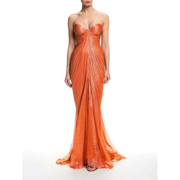 Maria Lucia Hohan Salima Gown in Peach Fizz | Evening Gowns | Luxury Shoes 