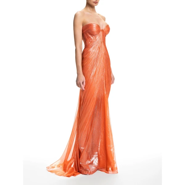 Maria Lucia Hohan Salima Gown in Peach Fizz | Evening Gowns | Luxury Shoes 