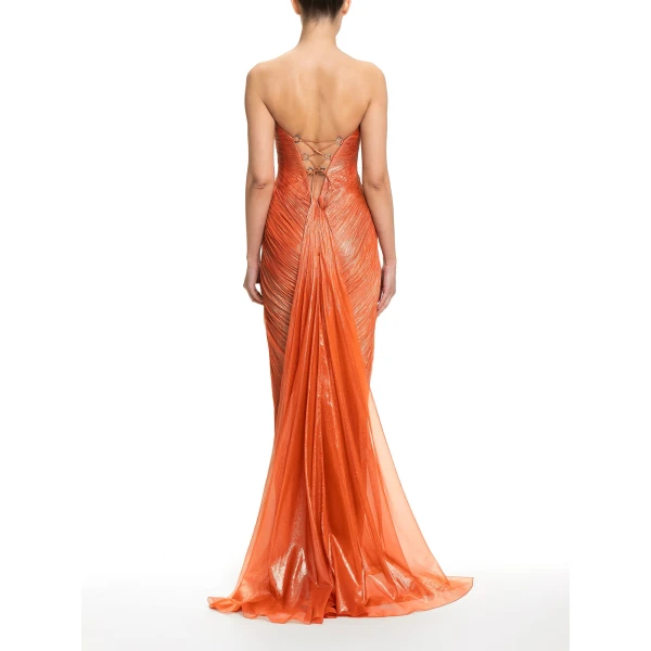 Maria Lucia Hohan Salima Gown in Peach Fizz | Evening Gowns | Luxury Shoes 