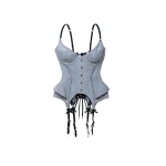 Maria Lucia Hohan Wildcat Corset in Silver | Sleeveless | Luxury Shoes 