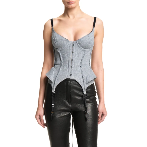Maria Lucia Hohan Wildcat Corset in Silver | Sleeveless | Luxury Shoes 
