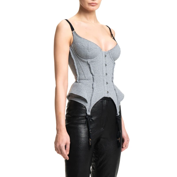 Maria Lucia Hohan Wildcat Corset in Silver | Sleeveless | Luxury Shoes 