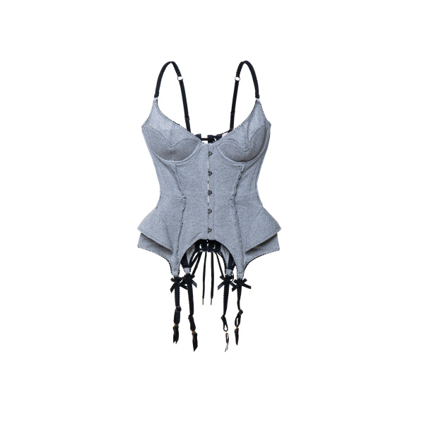 Maria Lucia Hohan Wildcat Corset in Silver | Sleeveless | Luxury Shoes 