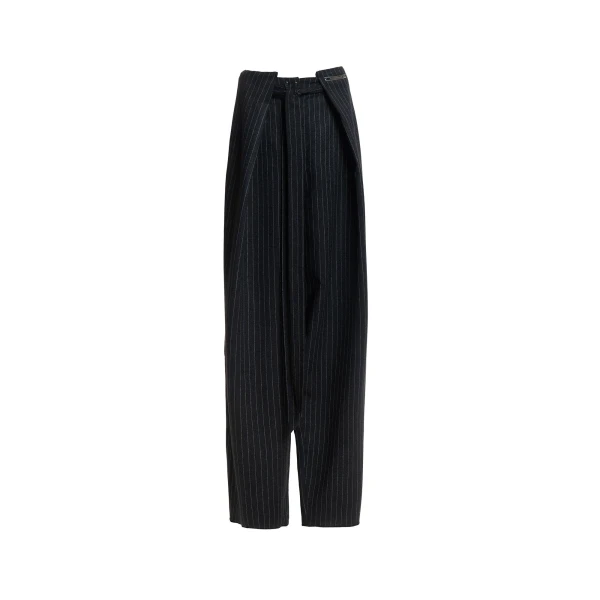 Yuki Wide-Leg Pants in Grey Pinstripe