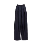 Maria Lucia Hohan Yuki Wide-Leg Pants in Navy Pinstripe | Wide leg pants | Luxury Shoes 