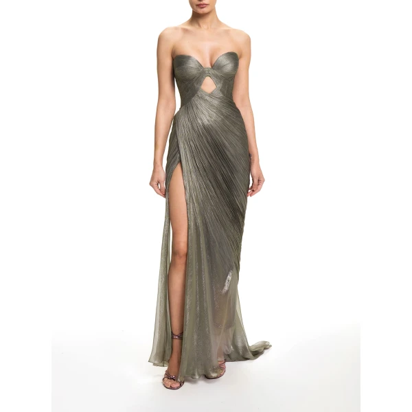 Maria Lucia Hohan Zephyra Gown in Woodsmoke | Evening Gowns | Luxury Shoes 