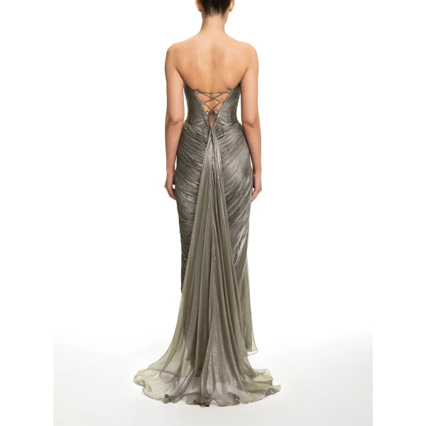 Maria Lucia Hohan Zephyra Gown in Woodsmoke | Evening Gowns | Luxury Shoes 