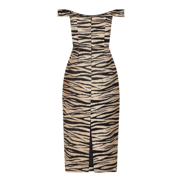Markarian Amina Zebra-Striped Midi Dress, view 5 | Midi Dresses | Luxury Shoes 