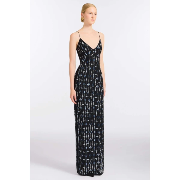 Markarian Aziza Beaded Slip Gown, view 3 | Evening Gowns | Luxury Shoes 