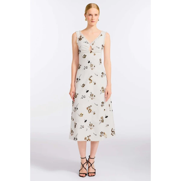 Markarian Coquette Sequined Cotton Midi Dress, view 2 | Midi Dresses | Luxury Shoes 
