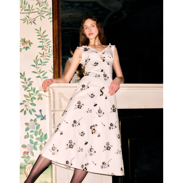 Markarian Coquette Sequined Cotton Midi Dress, view 6 | Midi Dresses | Luxury Shoes 