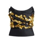 Markarian Lily Sequin Embellished Drape Top | Sleeveless | Luxury Shoes 