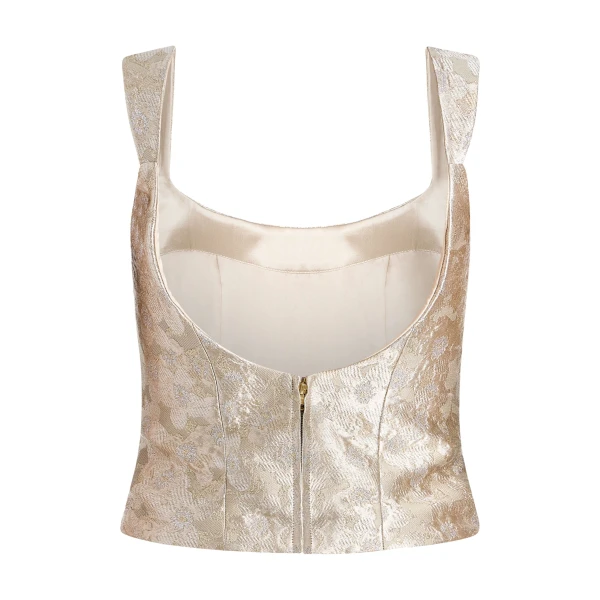 Markarian Maisie Silver Corset Top, view 5 | Sleeveless | Luxury Shoes 