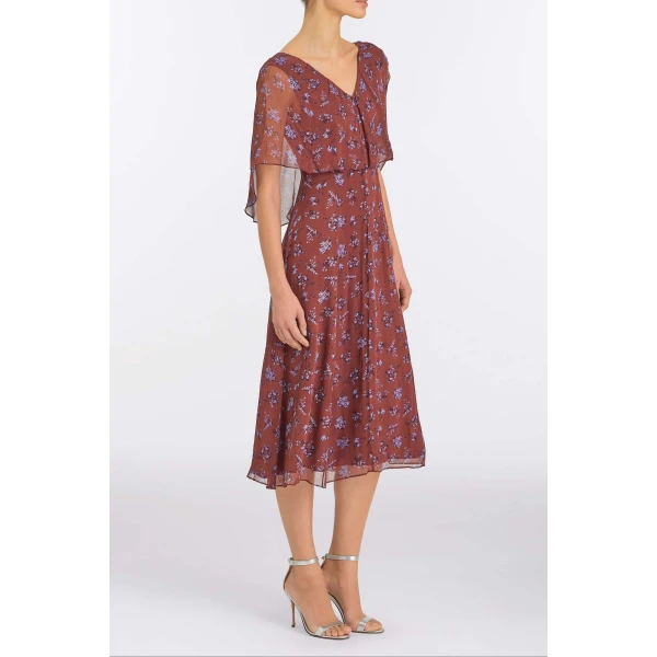 Markarian Marina Maroon Midi Dress, view 3 | Midi Dresses | Luxury Shoes 