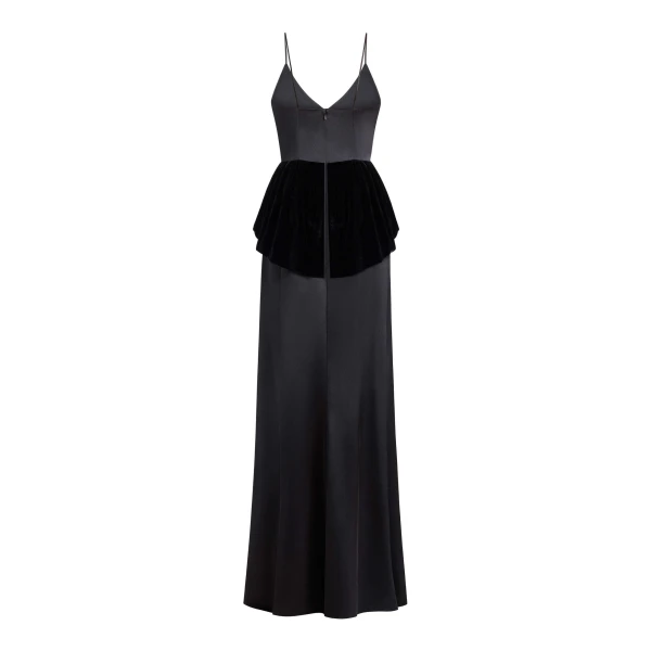 Markarian Neroli Black Satin and Velvet Gown, view 5 | Evening Gowns | Luxury Shoes 