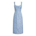 Markarian Numa Blue Floral Ikat Corset Midi Dress | Midi Dresses | Luxury Shoes 