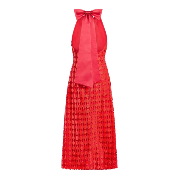 Markarian Ravenna Scarlet Halter Dress, view 5 | Midi Dresses | Luxury Shoes 