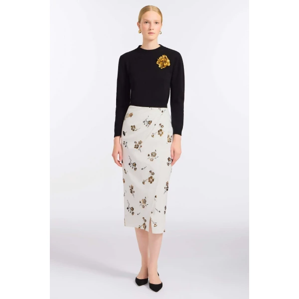 Markarian Savannah Sequined Cotton Wrap Skirt, view 2 | Midi Skirts | Luxury Shoes 