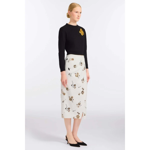 Markarian Savannah Sequined Cotton Wrap Skirt, view 3 | Midi Skirts | Luxury Shoes 