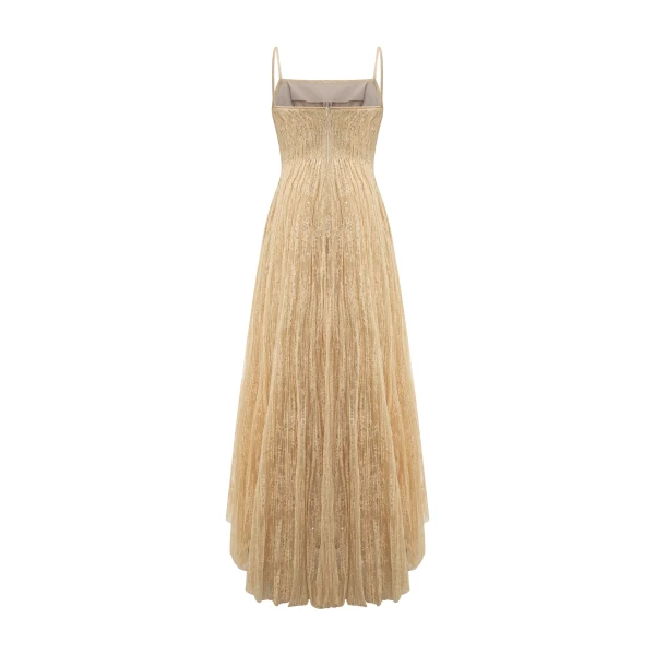 Marmar Halim A-Line Pleated Lace Dress | Evening Gowns | Luxury Shoes 