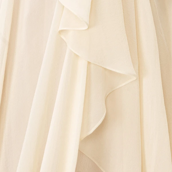 Marmar Halim Asymmetrical Draped Chiffon Dress in Ivory | Evening Gowns | Luxury Shoes 