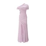 Marmar Halim Asymmetrical Draped Chiffon Dress in Pink | Evening Gowns | Luxury Shoes 
