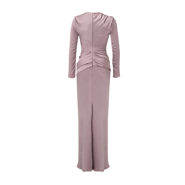 Marmar Halim High-Neck Draped Satin Dress | Evening Gowns | Luxury Shoes 