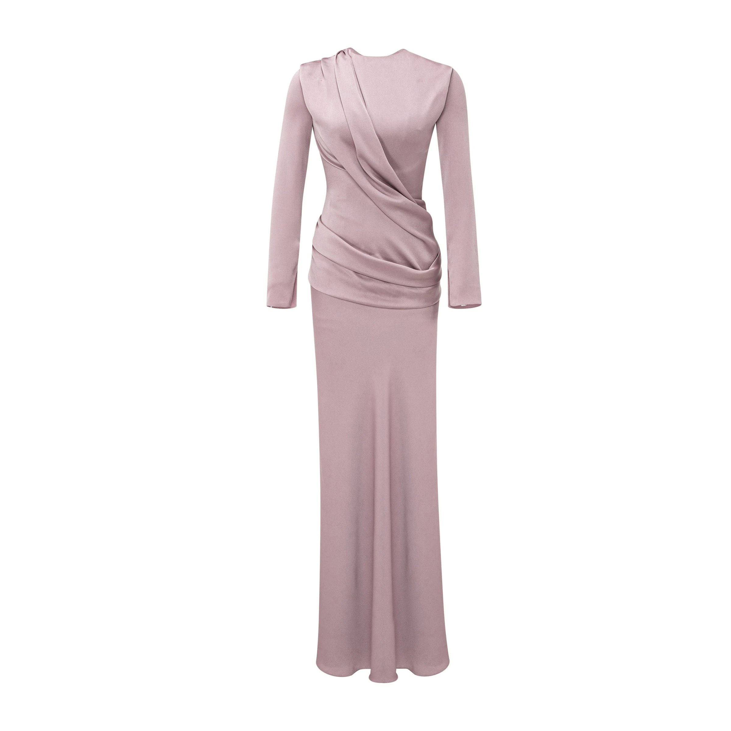 Marmar Halim High-Neck Draped Satin Dress Marmar Halim High-Neck Draped Satin Dress | Evening Gowns | Luxury Shoes