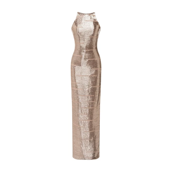 High-Neck Embroidered Dress